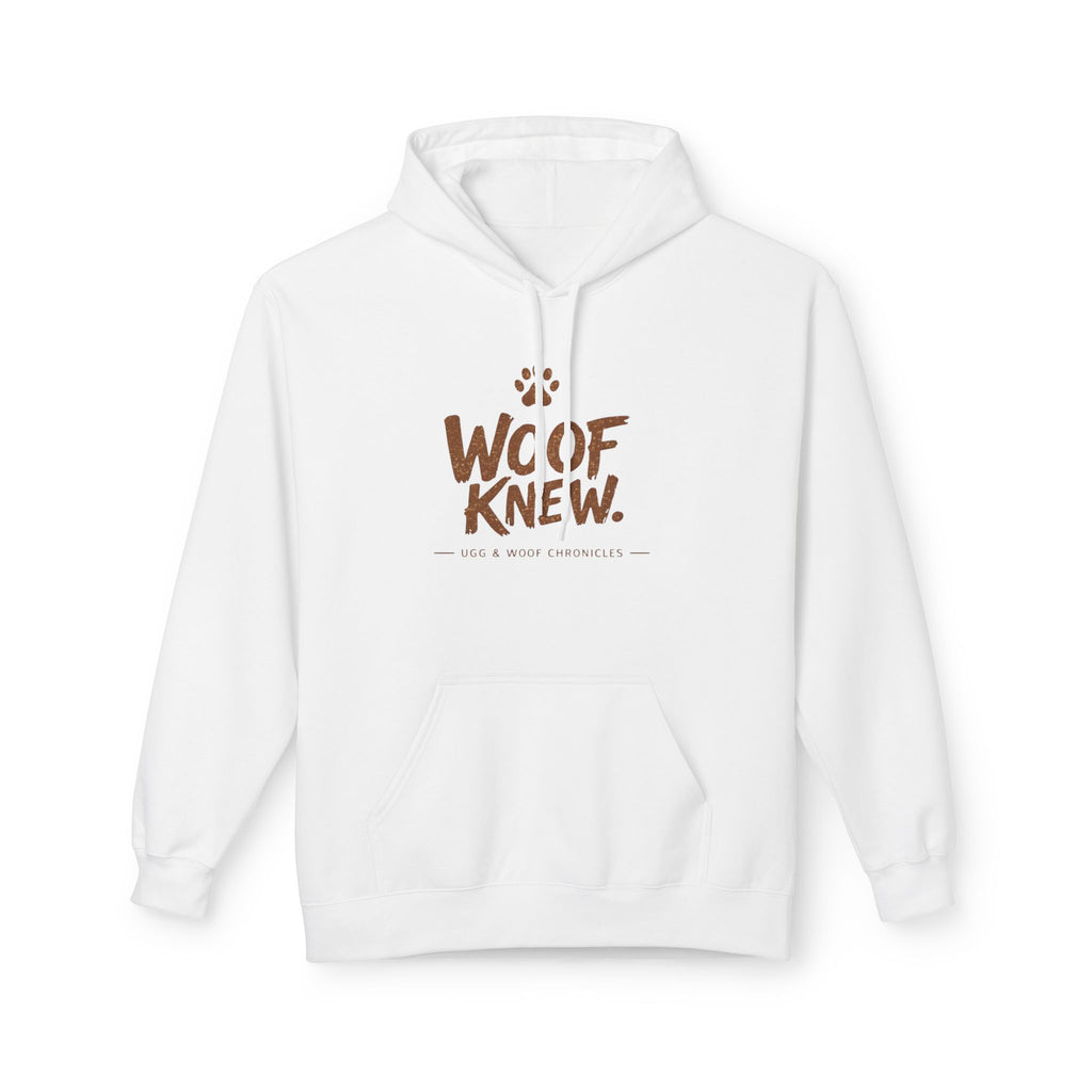 Ugh & Woof Chronicles “Woof Knew.” Hoodie – Funny Dog & Caveman Hoodie – Official Ugh & Woof Merch