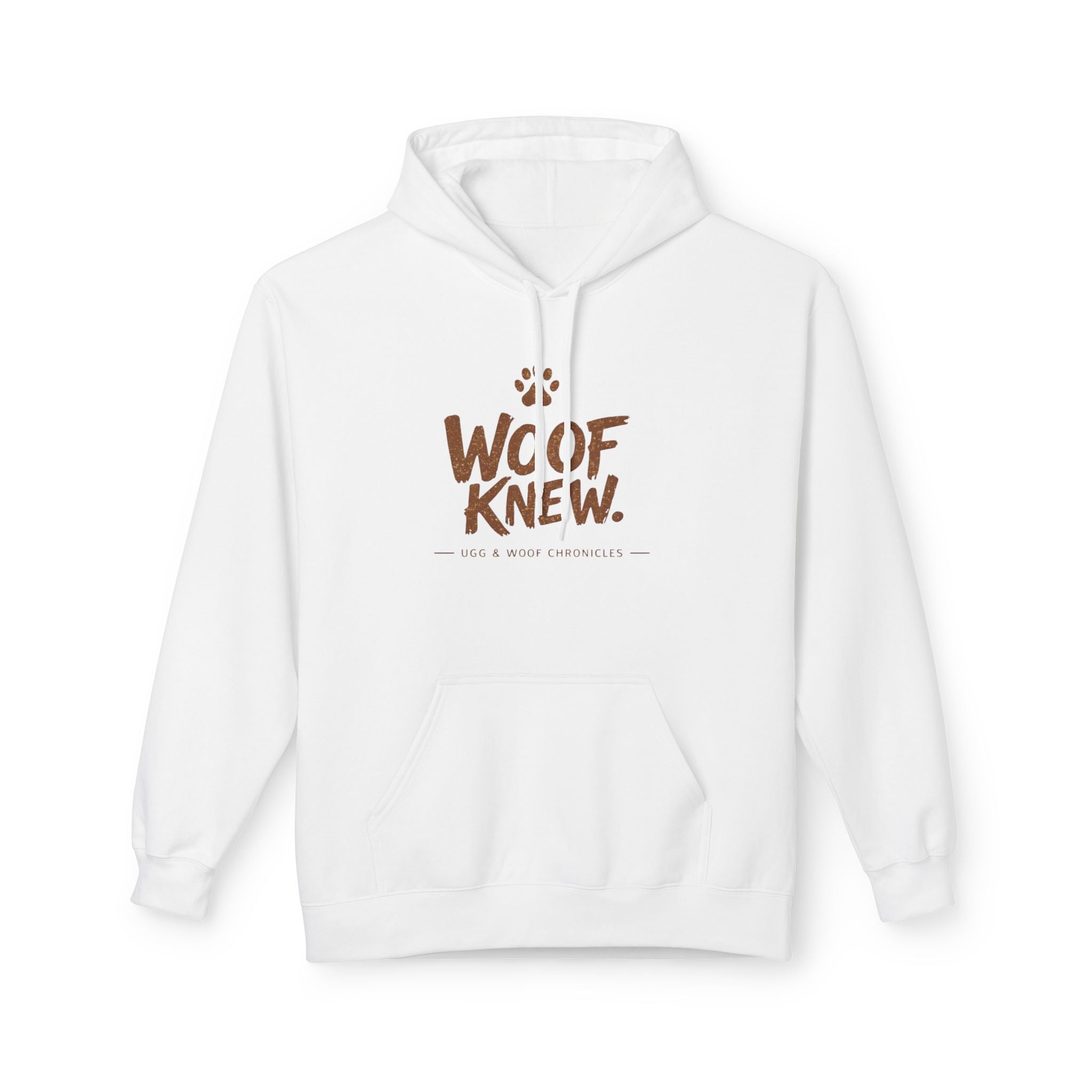 Ugh & Woof Chronicles “Woof Knew.” Hoodie – Funny Dog & Caveman Hoodie – Official Ugh & Woof Merch