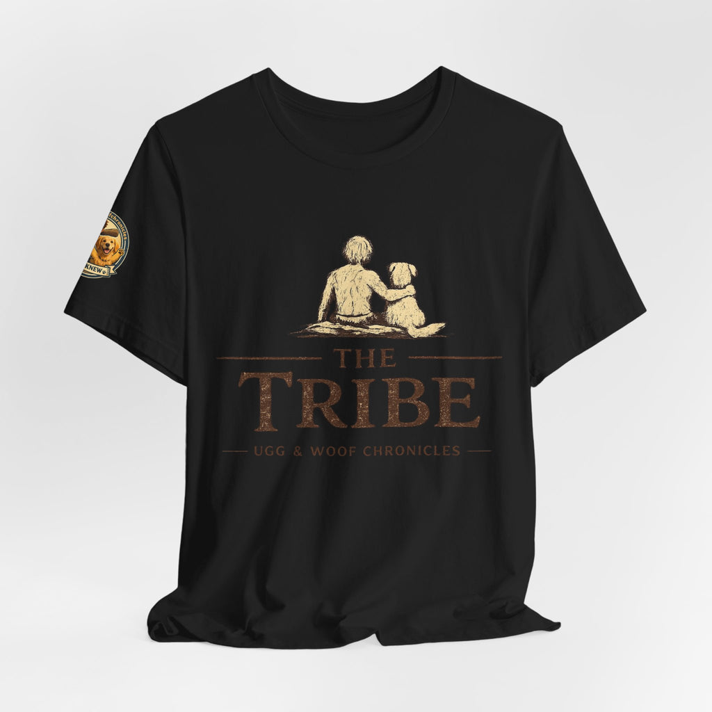 Ugg & Woof Chronicles “The Tribe” T-Shirt – Caveman & Dog Adventure Shirt – Modern World Ancient Mind Graphic Tee