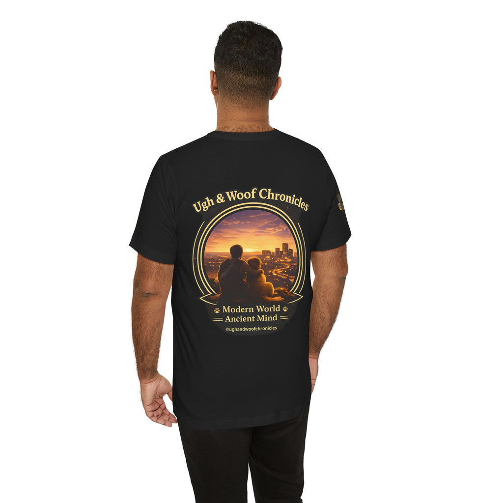 Ugh & Woof Chronicles Graphic Tee — 'Modern World, Ancient Mind' Dog Lover T‑Shirt