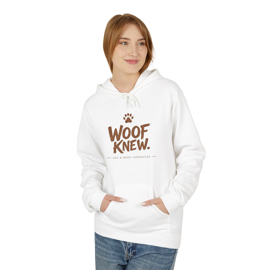 Ugh & Woof Chronicles “Woof Knew.” Hoodie – Funny Dog & Caveman Hoodie – Official Ugh & Woof Merch