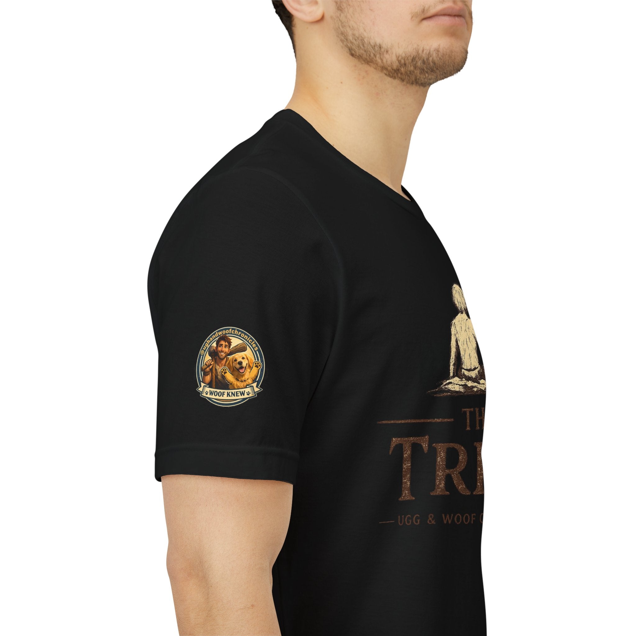 Ugg & Woof Chronicles “The Tribe” T-Shirt – Caveman & Dog Adventure Shirt – Modern World Ancient Mind Graphic Tee
